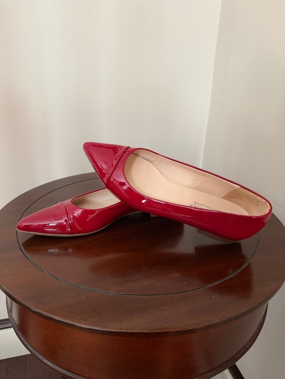 Peter Kaiser Red Patent Pointed-Toe Slip-On Flats